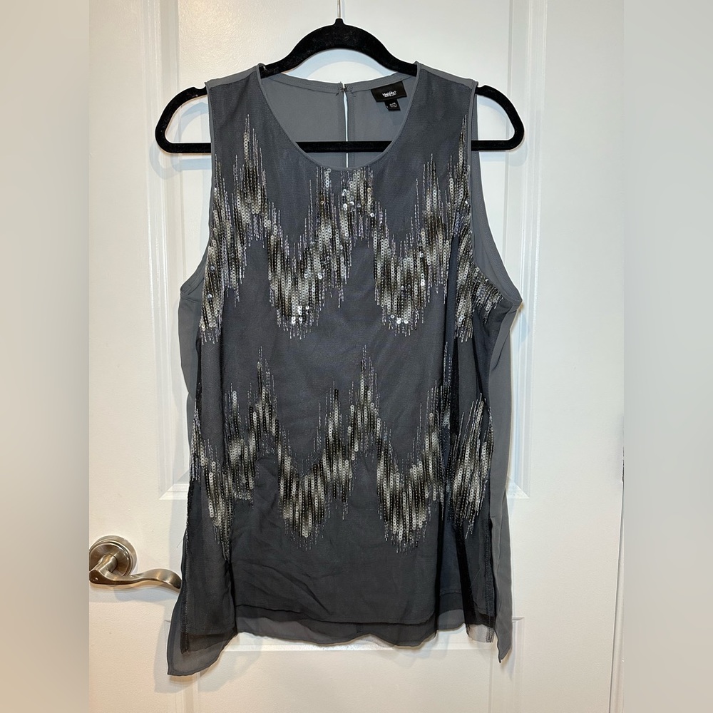 Mossimo Gray Sequin Sleeveless Blouse sz XL